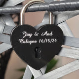 Personalised Engraved Black Heart Padlock