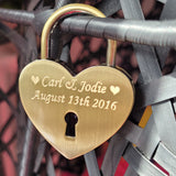 Personalised Engraved Antique Brass/ Bronze Heart Padlock